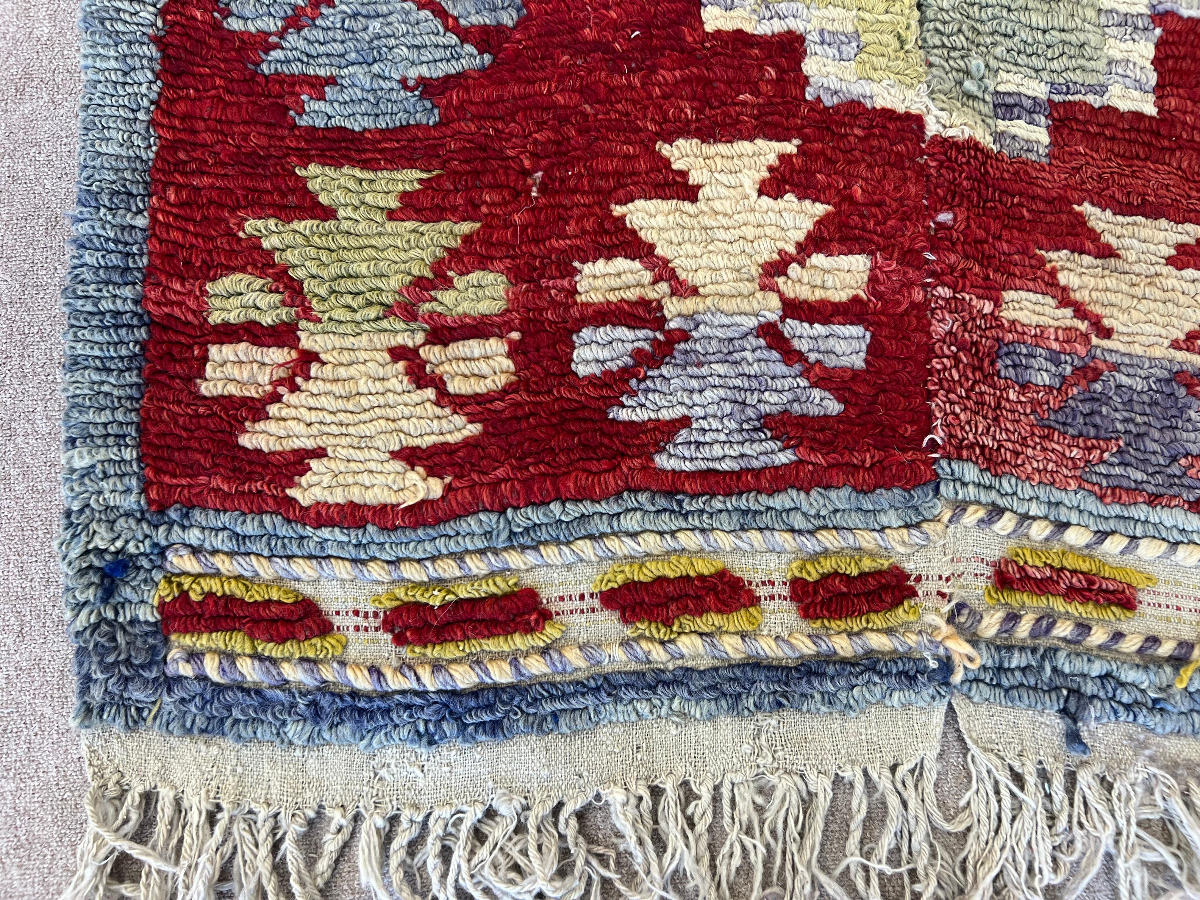 3.3x6.4 Ft One-of-a-Kind Vintage Handmade Turkish Tulu Accent Rug Made of Wool (Tapis d'accent turc en laine) en vente 6