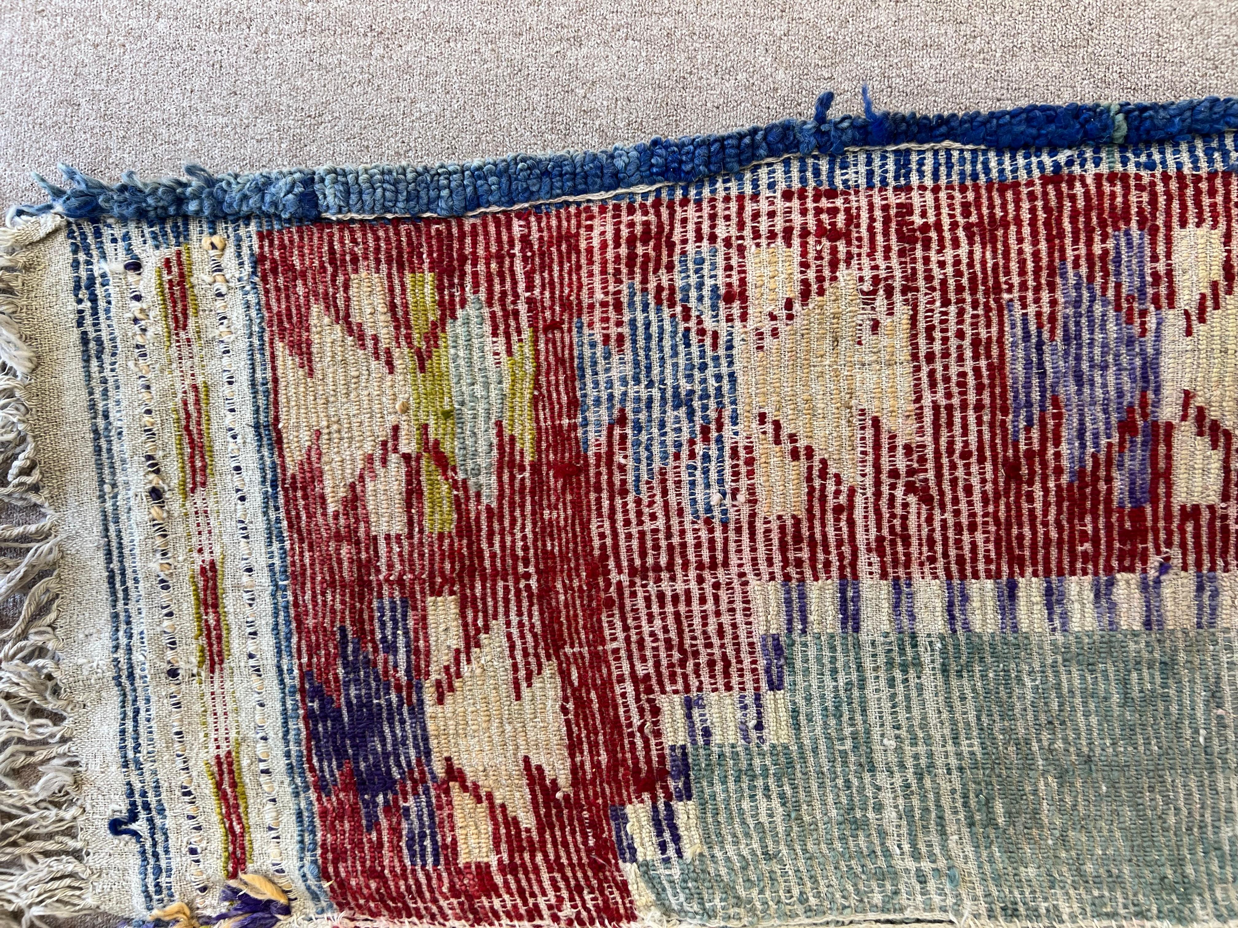 Laine 3.3x6.4 Ft One-of-a-Kind Vintage Handmade Turkish Tulu Accent Rug Made of Wool (Tapis d'accent turc en laine) en vente