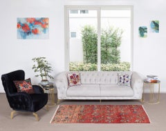 3.3x7 Ft Handmade Vintage Turkish Runner Rug with Colorful Flowers for Hallway