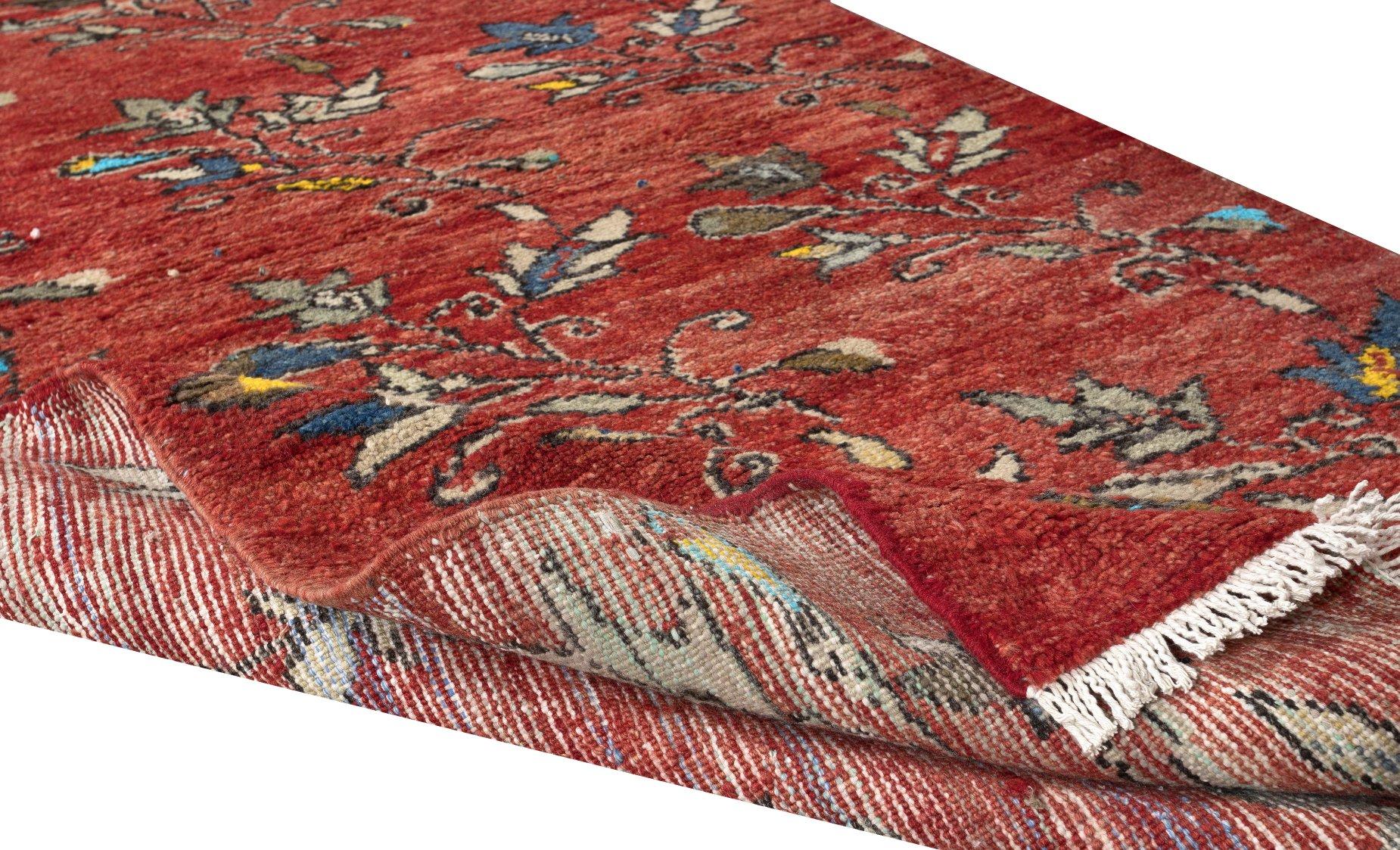 Other 3.3x7 Ft Handmade Vintage Turkish Runner Rug with Colorful Flowers for Hallway For Sale