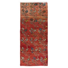 3.3x7 Ft Vintage Handmade Turkish Runner Rug with Colorful Flowers for Hallway