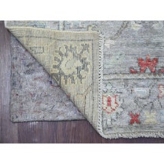 3'3 "x7'10" Spanish Gray Handgeknüpft Angora Oushak Reine Wolle Läufer Orientteppich