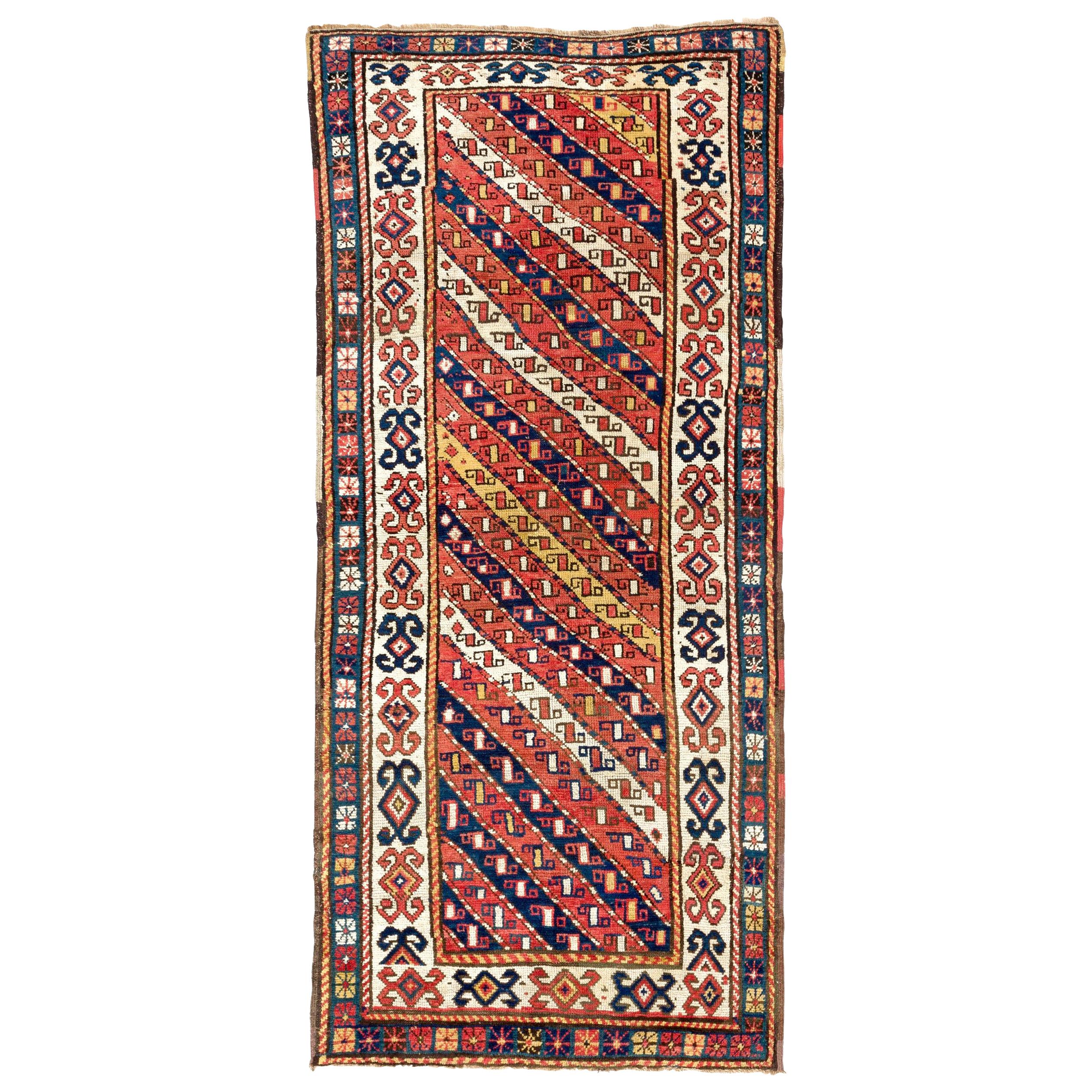 5.6x8 Ft Antique Caucasian Kazak Rug, Ca 1850. Natural Dyes. Excellent