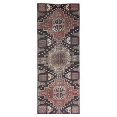 3'3"x8'7" Brown Vintage Northwest Zoroastrian Hand Knotted Pure Wool Runner Rug