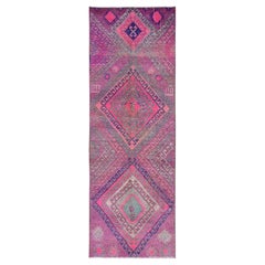 3'3"x9'7" Rose Pink Overdyed Vintage Persischer Shiraz Handgeknüpfter Woll-Läufer