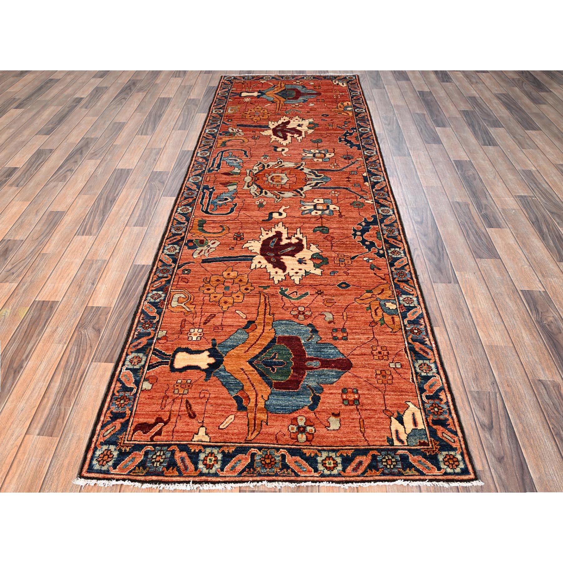 Naranja Ñame, Tintes Vegetales, Diseño Floral Heriz Anticuado, Lana de Alta Montaña, Calidad Aryana, Anudada a Mano, Pelo Suave, Tejido Denso, Alfombra Ancha, Alfombra Oriental
Materiales primarios: Lana
Látex: Sin pelo 
altura: 0,25