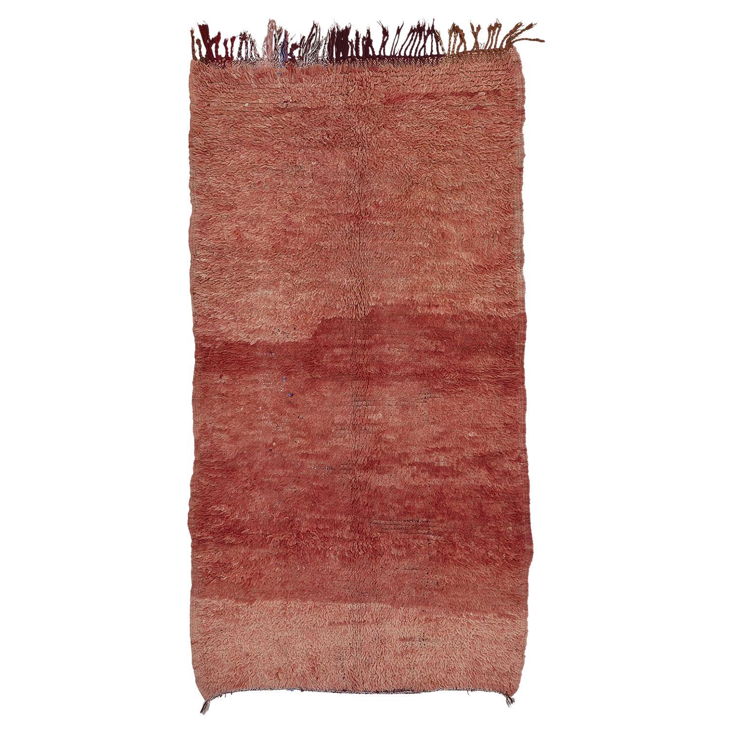 3'4 1/2" x 6'3 1/2" Aster Orange, Rouge Tapis marocain vintage en laine fait main