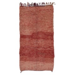 3'4 1/2" x 6'3 1/2" Aster Orange, Rouge Tapis marocain vintage en laine fait main