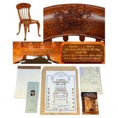 34/200 STEWART LINFORD ADMIRAL NELSON H.M.S VICTORY HAND CARVED BURL OAK CHAiR 34/200 STEWART LINFORD ADMIRAL NELSON H.M.S VICTORY HAND CARVED BURL OAK CHAiR