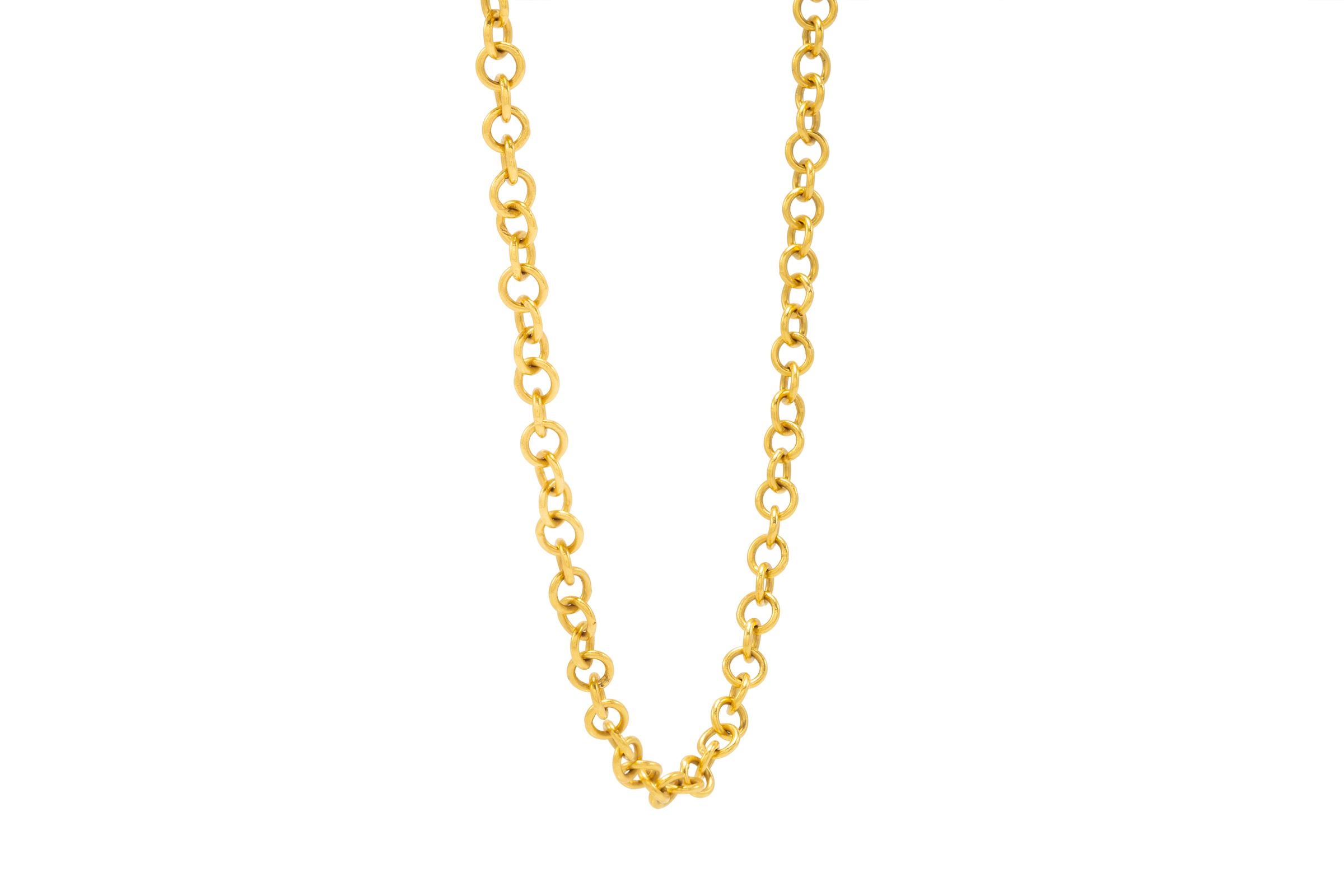 Artisan Chaîne collier à chaîne épaisse en or 20 carats faite à la main de 86 cm en vente