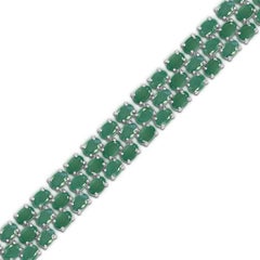34-5/8ct. Oval Emerald Creative Tennis Bracelet in Sterling Silver