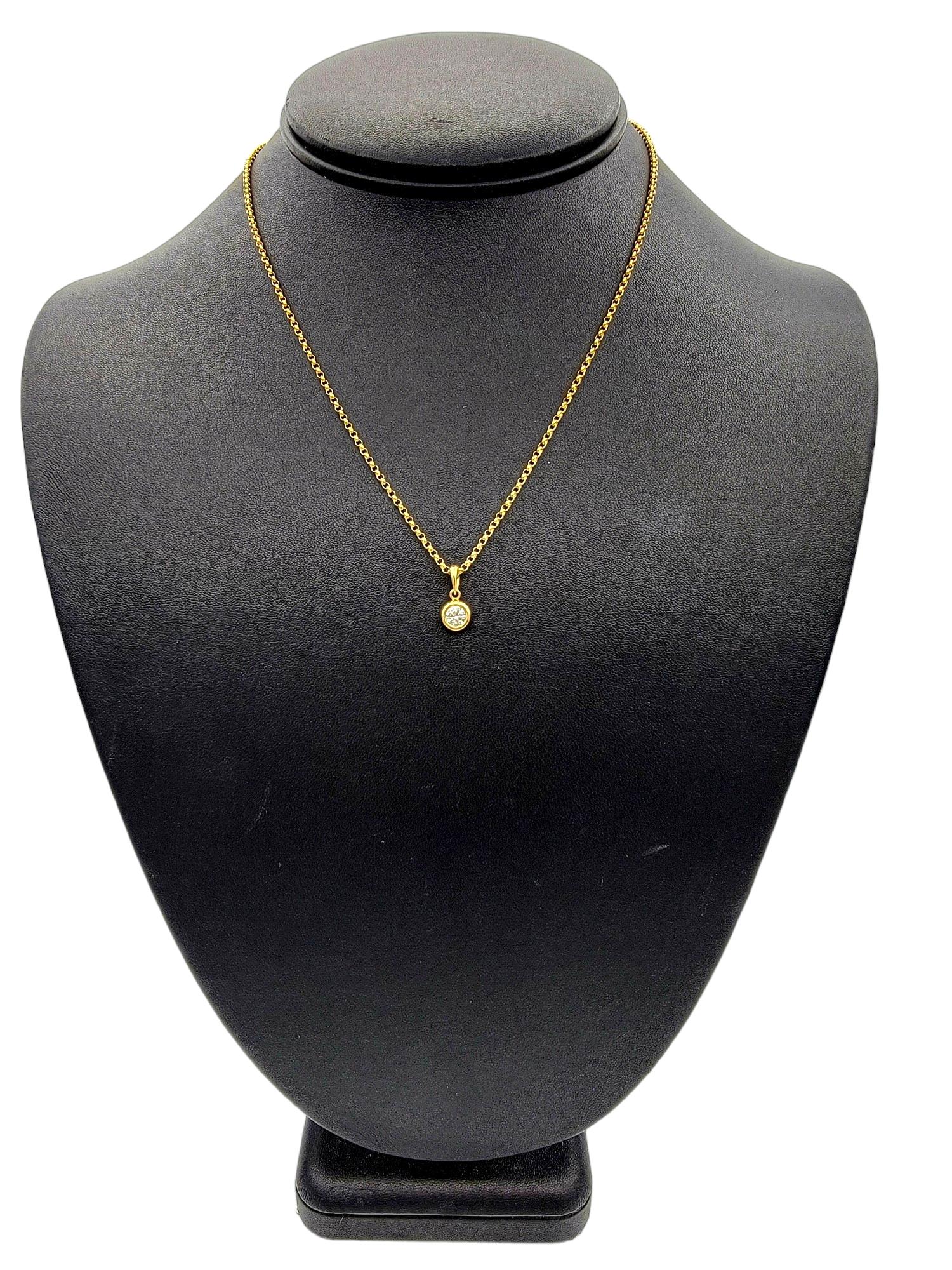 .34 Carat Bezel-Set Round Diamond Solitaire Pendant Necklace in 18 Karat Gold For Sale 4