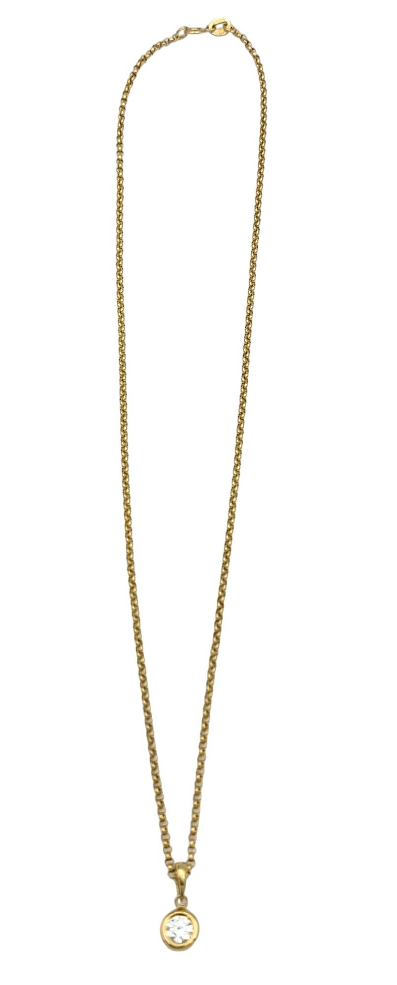 .34 Carat Bezel-Set Round Diamond Solitaire Pendant Necklace in 18 Karat Gold In Good Condition For Sale In Scottsdale, AZ