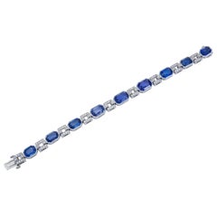 34 Carat Blue Sapphire and Diamond Link Bracelet