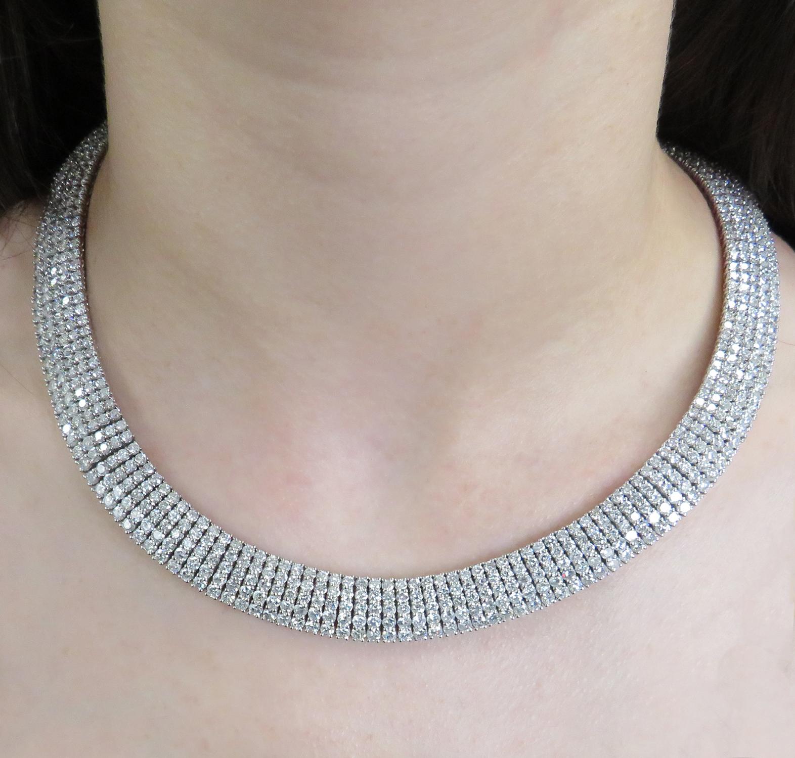 Modern 34 Carat Diamond Choker Necklace
