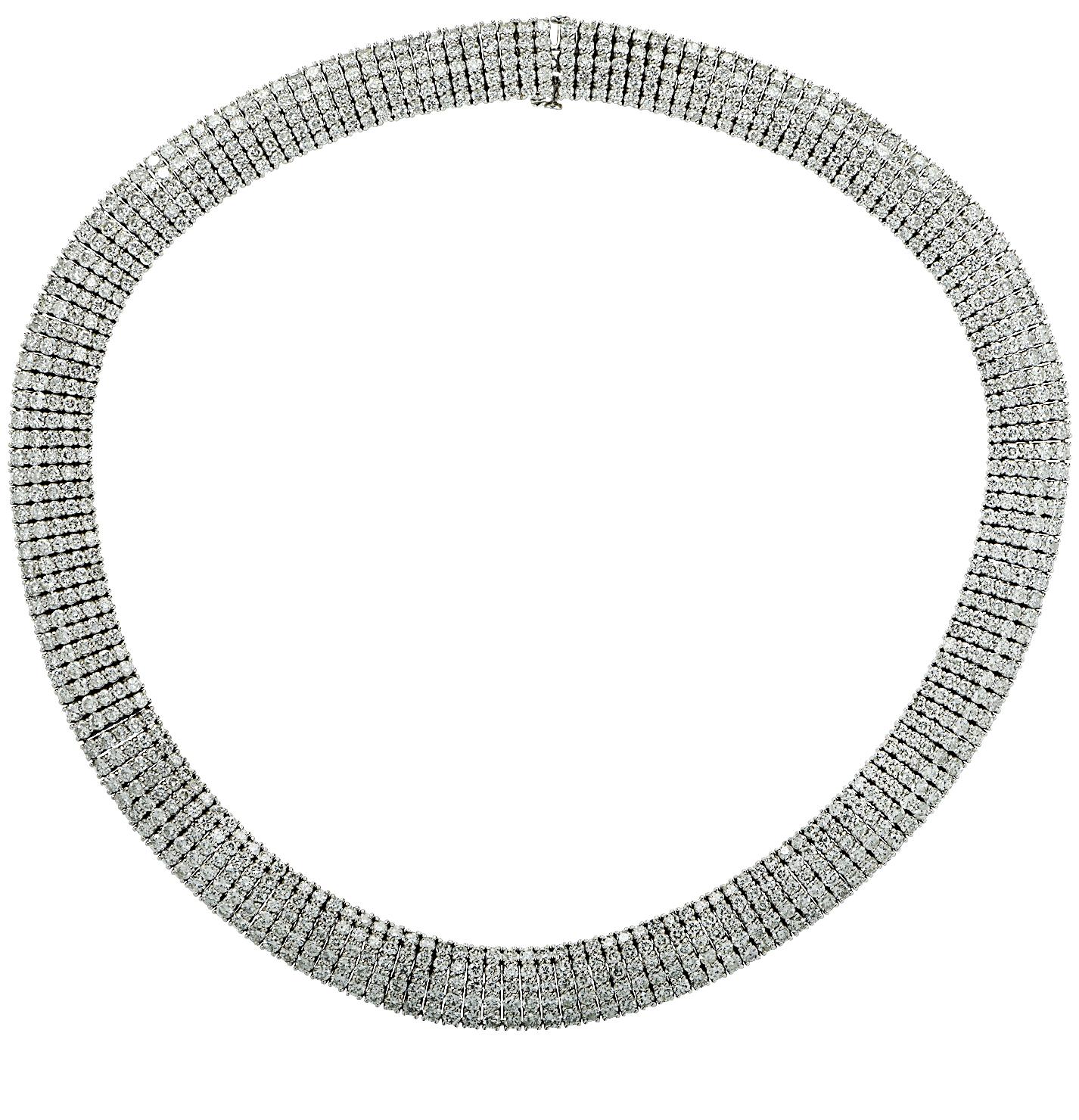 34 Carat Diamond Choker Necklace In Good Condition In Miami, FL