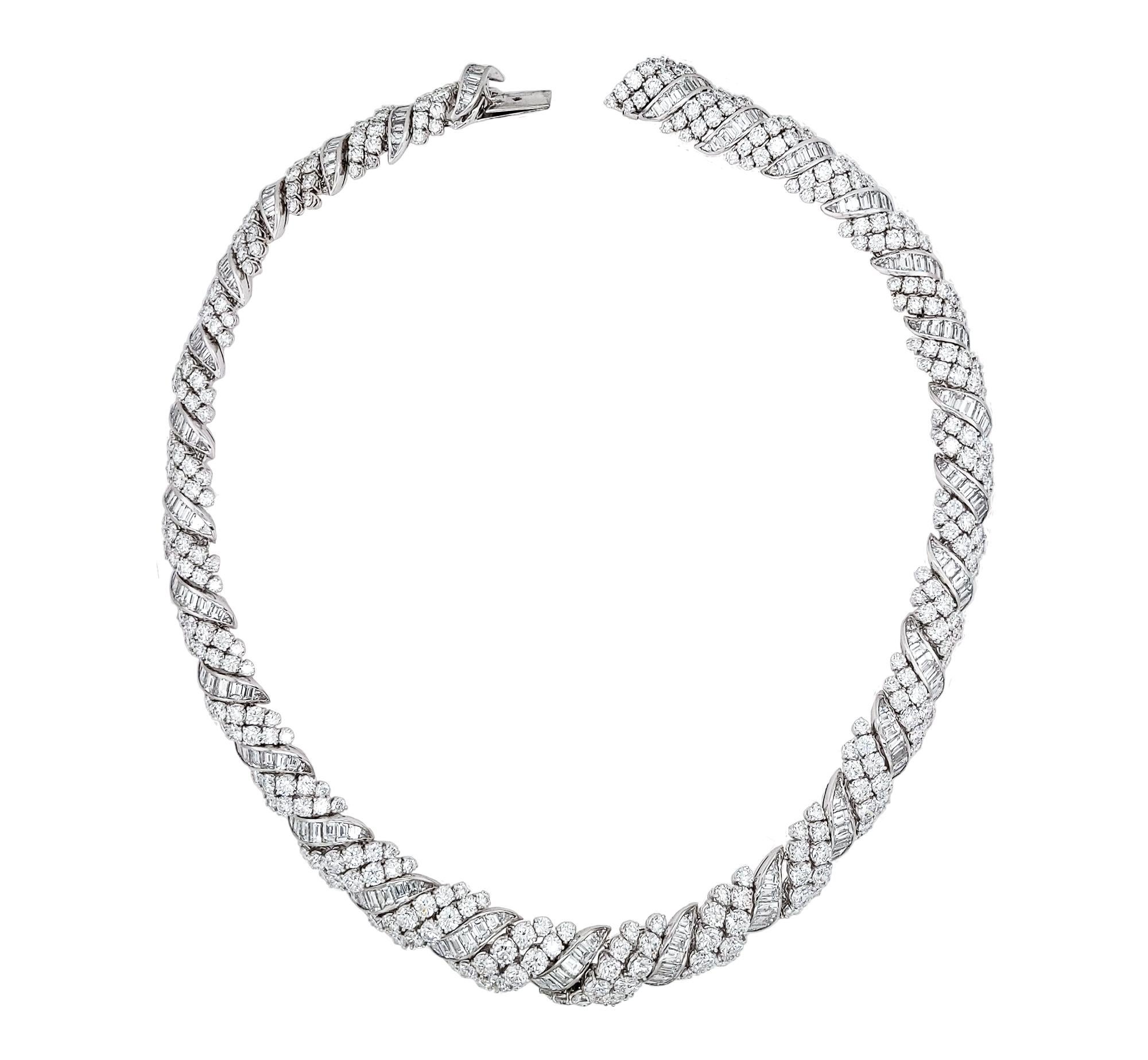 34 Carat Diamond Platinum Scroll Bracelet For Sale 1