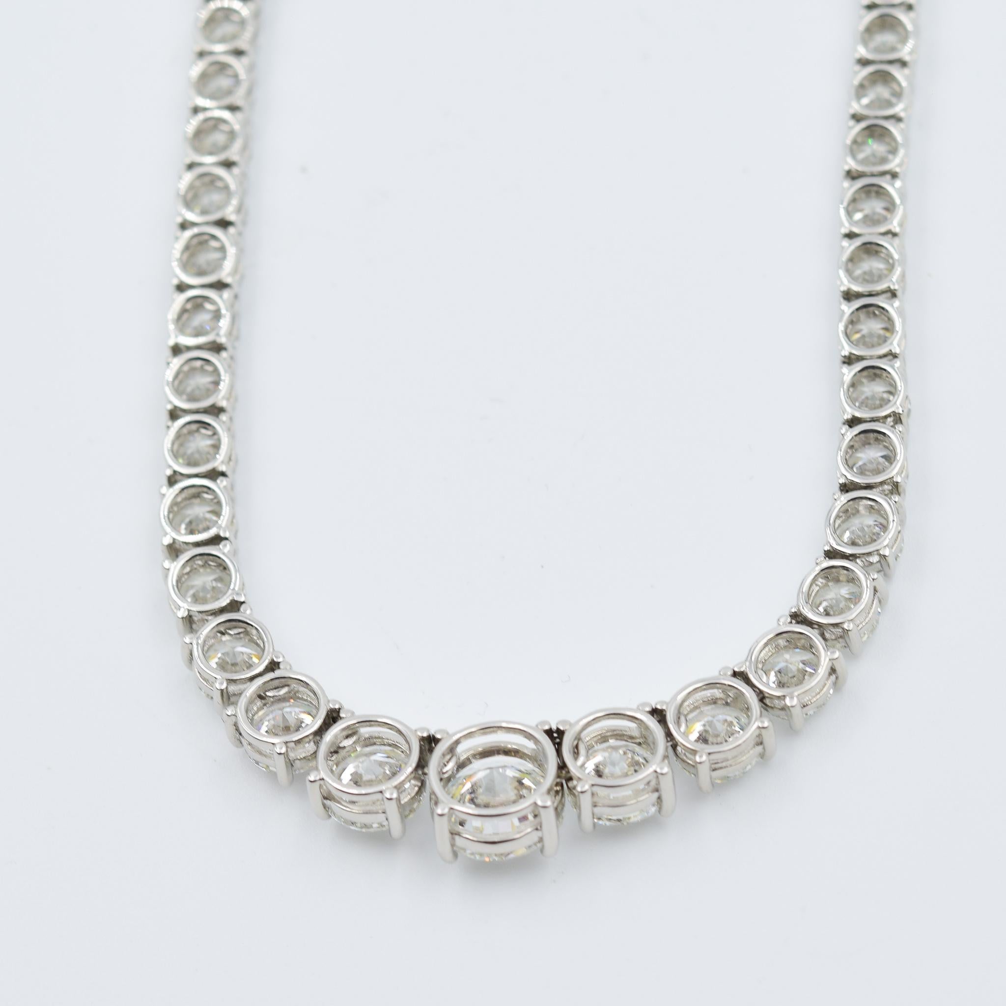 34 Carat Diamond Riviera Necklace in Platinum with GIA Certified Excellent Cuts In New Condition In Carmel, IN