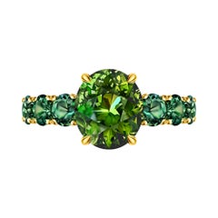3::4 Karat Grüner Turmalin Ehe Saphir 18 Karat Gold Unendlichkeitsring