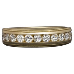 34 Carat Natural Diamond Wedding Band Man Ring Set in 14K Yellow Gold 0.75 Ct