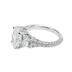 3.4 Carat Oval Diamond Ring Brilliant White 18K White Gold Everyday Royalty