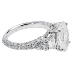 3.4 Carat Oval Diamond Ring Brilliant White 18K White Gold Everyday Royalty