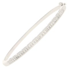 3.4 Carat Princess-Cut Diamond Bangle Bracelet in White Gold