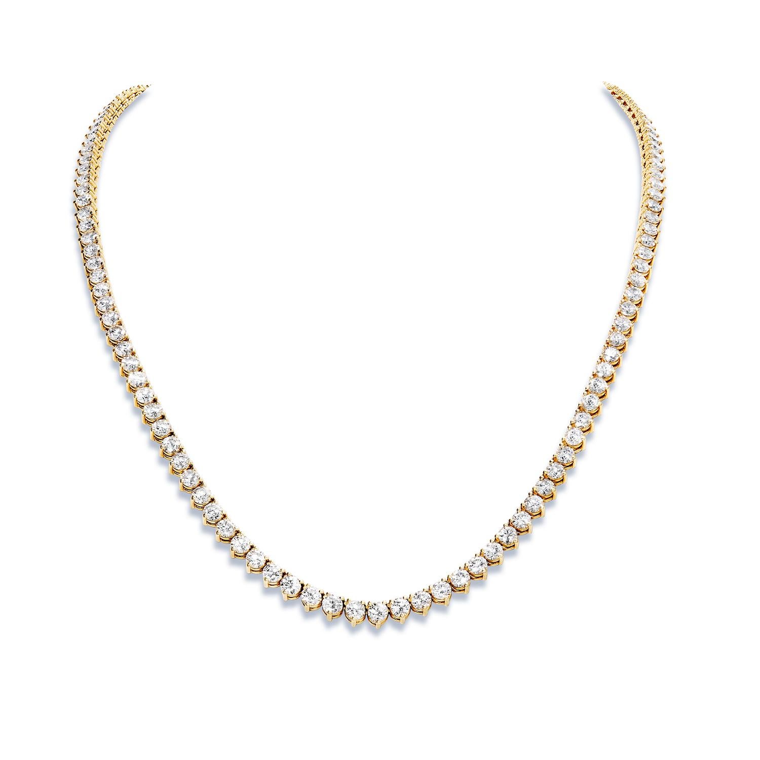 For Unisex

Earth Mined Diamond:
Carat Weight: 33.50 Carats
Style: Round Brilliant Cut
Setting: 3 Prong
Chains: 14 Karat Yellow Gold 49.40 grams
Number of Diamonds: 128

Opera Necklace, long diamond necklace

23  inches long