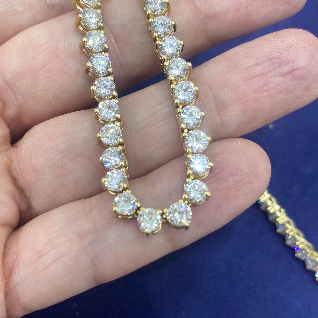 34 Karat Runder Brillant Diamant Opera Halskette Zertifiziert für Damen oder Herren im Angebot