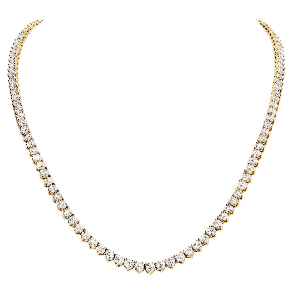 34 Karat Runder Brillant Diamant Opera Halskette Zertifiziert