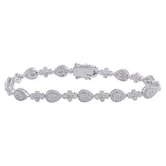 3.4 Carat SI Clarity HI Color Diamond Pear Charm Bracelet 14k White Gold Jewelry