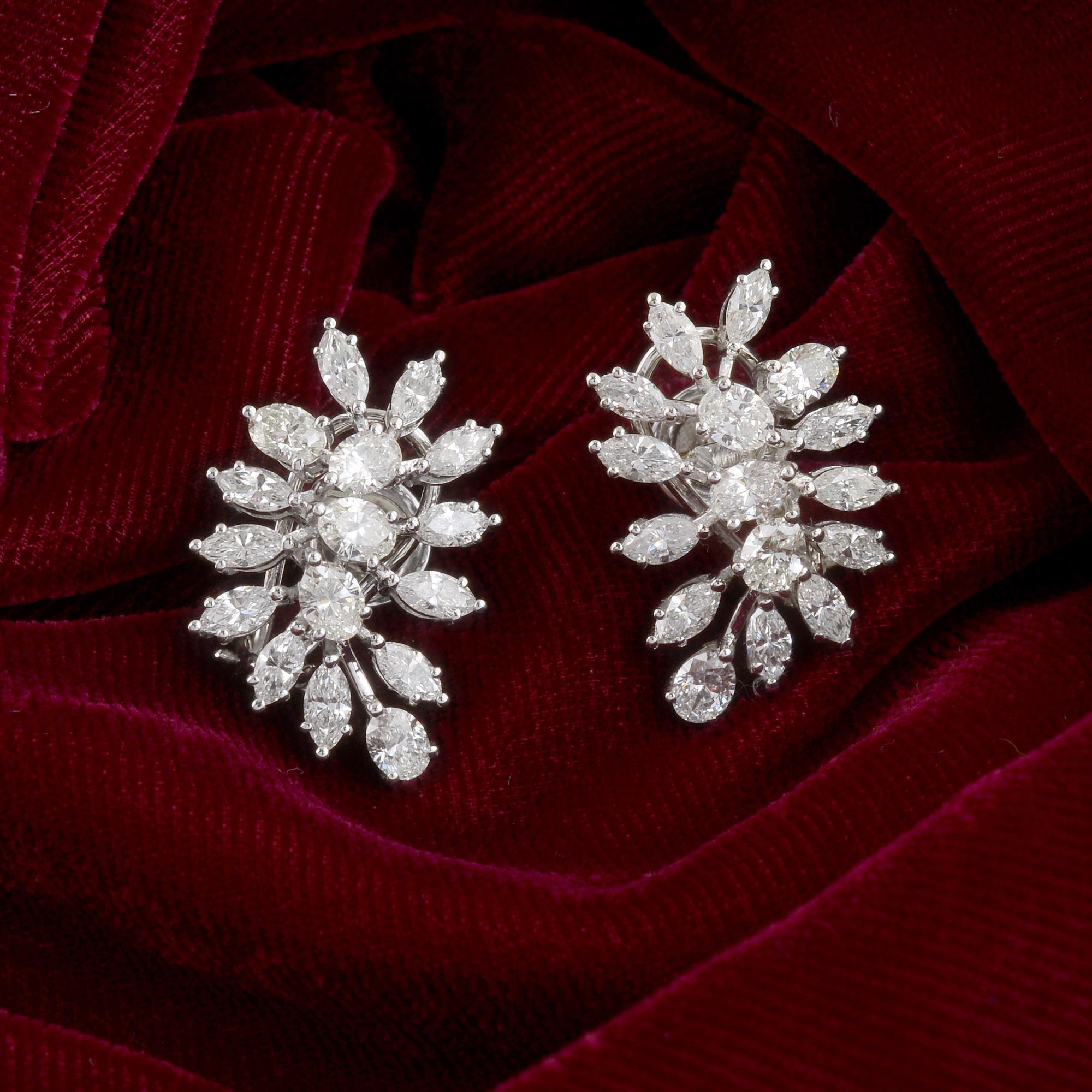 Moderne 3.4 Carat SI Clarity HI Color Marquise Pear Diamond Earrings 18 Karat White Gold en vente