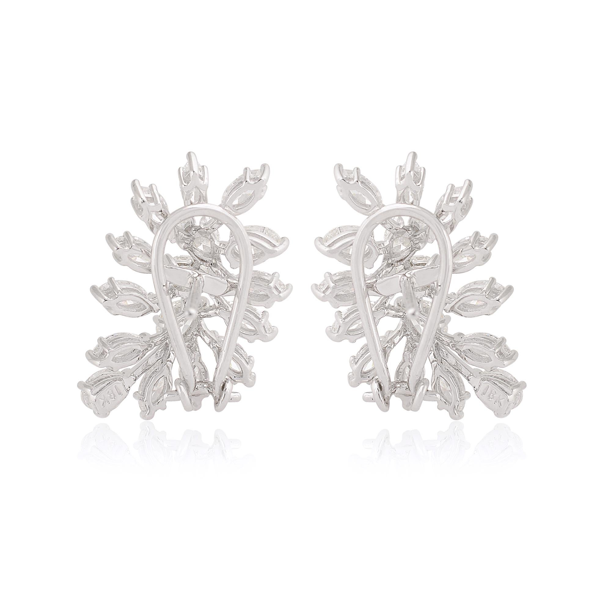 3.4 Carat SI Clarity HI Color Marquise Pear Diamond Earrings 18 Karat White Gold Neuf - En vente à Diera, Dubai