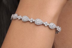 3.4 Carat SI/H Pear Shaped Diamond Cluster Bracelet 14K White Gold