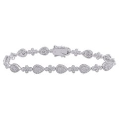 3.4 Carat SI/H Pear Shaped Diamond Cluster Bracelet 14K White Gold