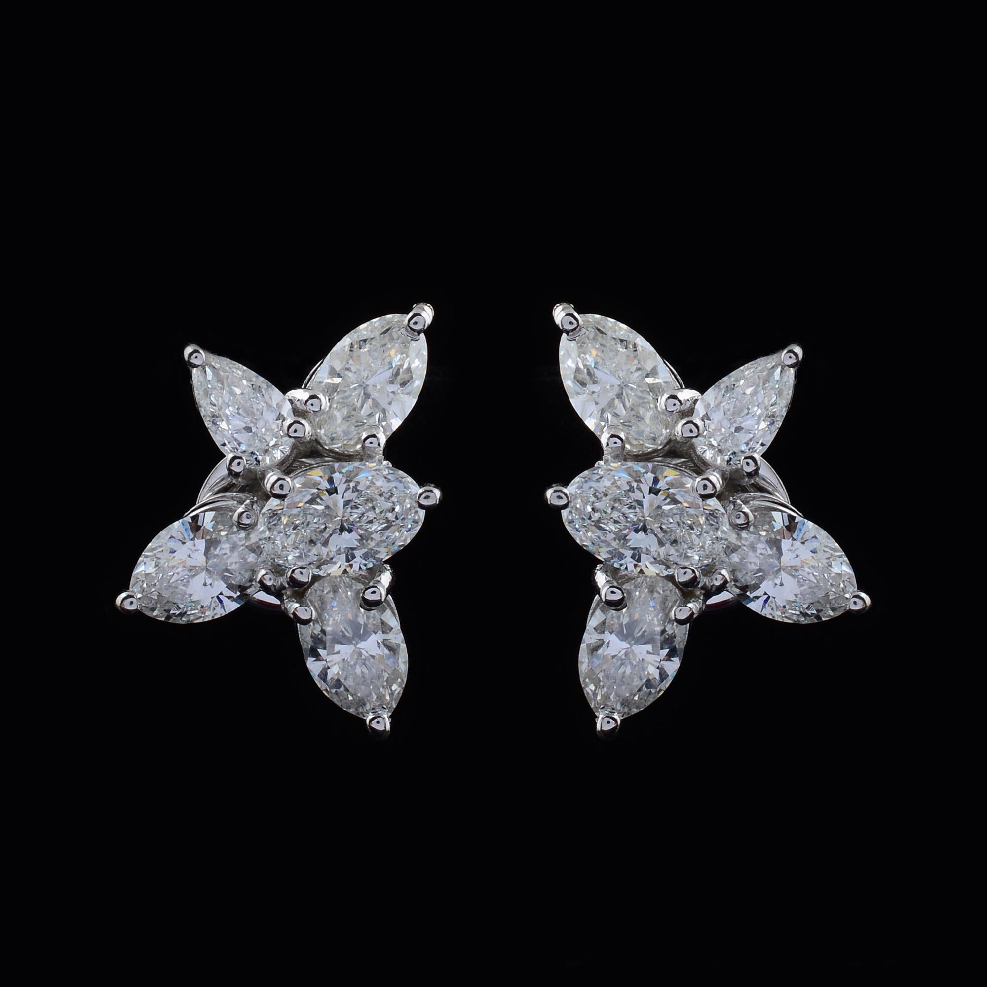 3.4 Ct. Marquise Pear Diamond Stud Earrings 18 Karat White Gold Handmade Jewelry In New Condition For Sale In Diera, Dubai