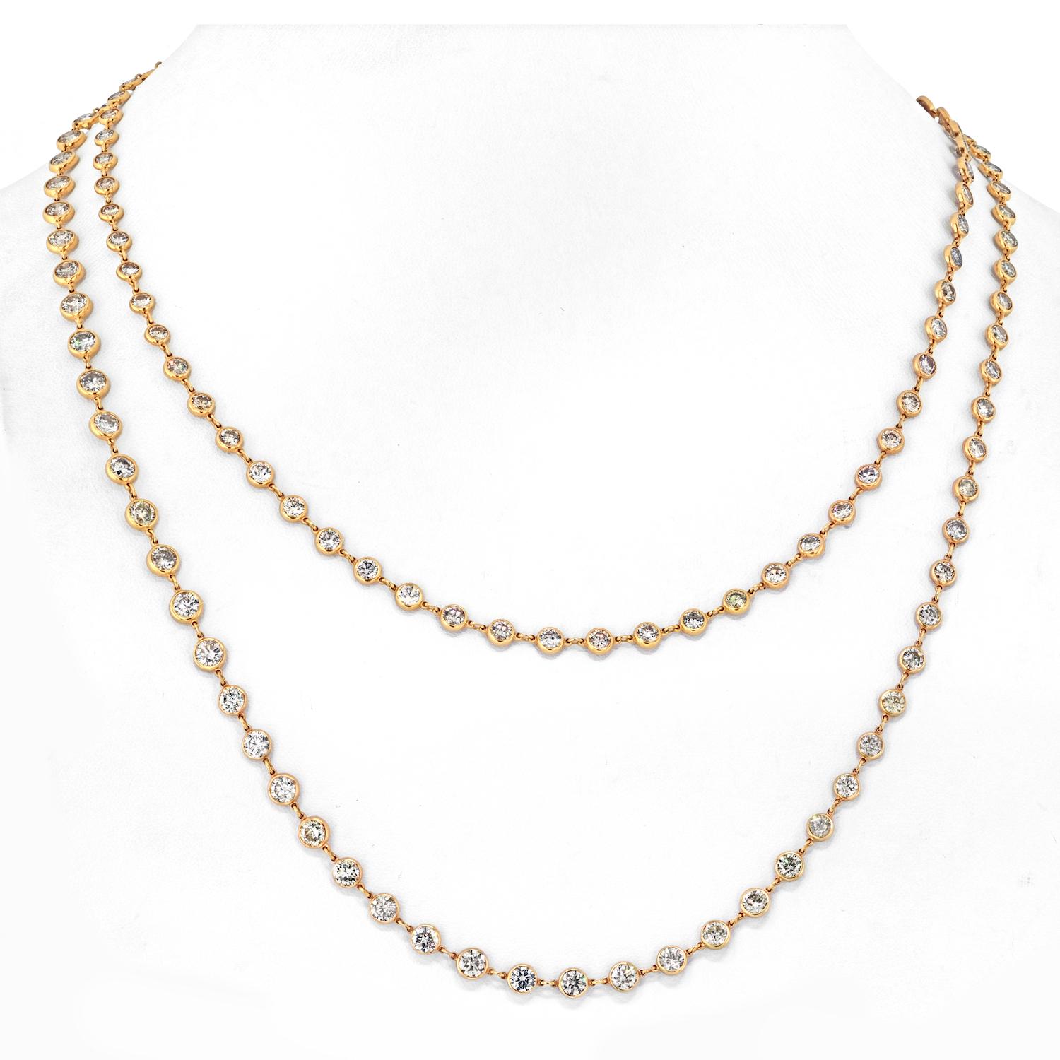 34 cttw or jaune 18K diamant rond par The Yard 43 Inches Chain Necklace