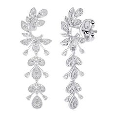 3.4 CTW Diamonds Fancy shape 18K White Gold Dangling Maria Collection Earrings