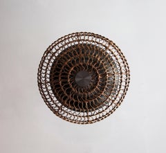 34" Handwoven Mocha Rattan Pendant Light, Oil Rubbed Bronze, Ventila Collection