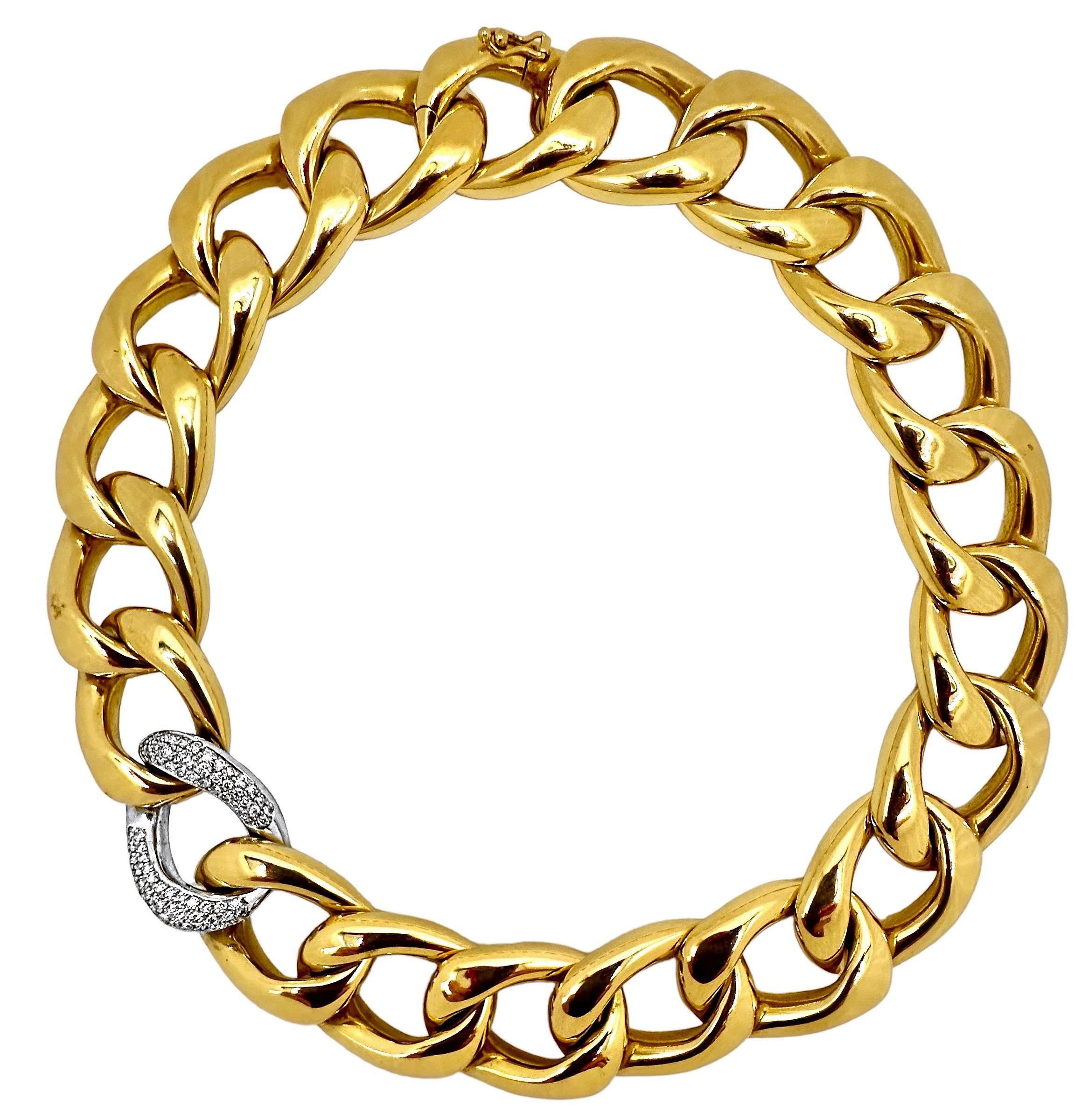 18K Yellow Gold Curb Link 2 Piece Necklace For Sale 4