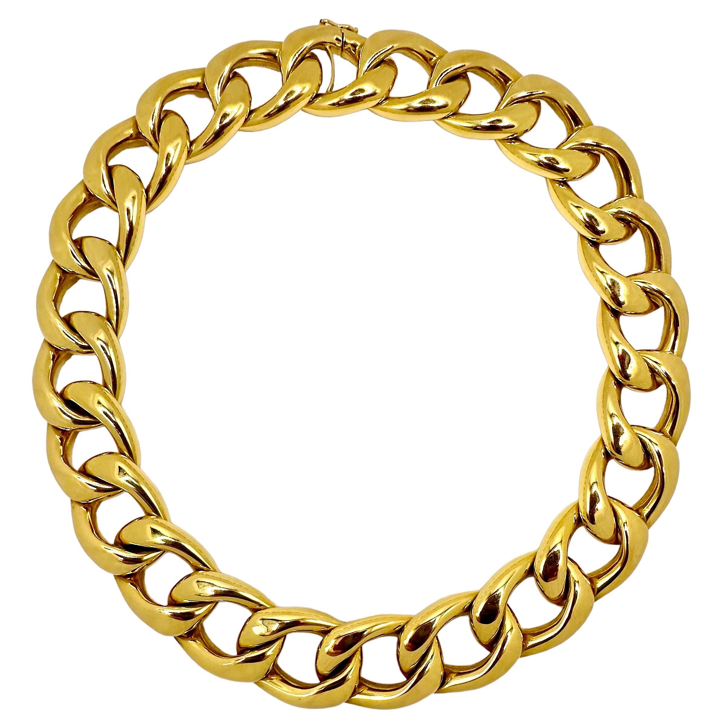 Collier 2 pièces en or jaune 18 carats de type Curb Link en vente 5