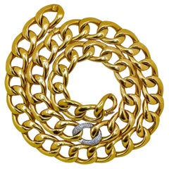 Collier 2 pièces en or jaune 18 carats de type Curb Link