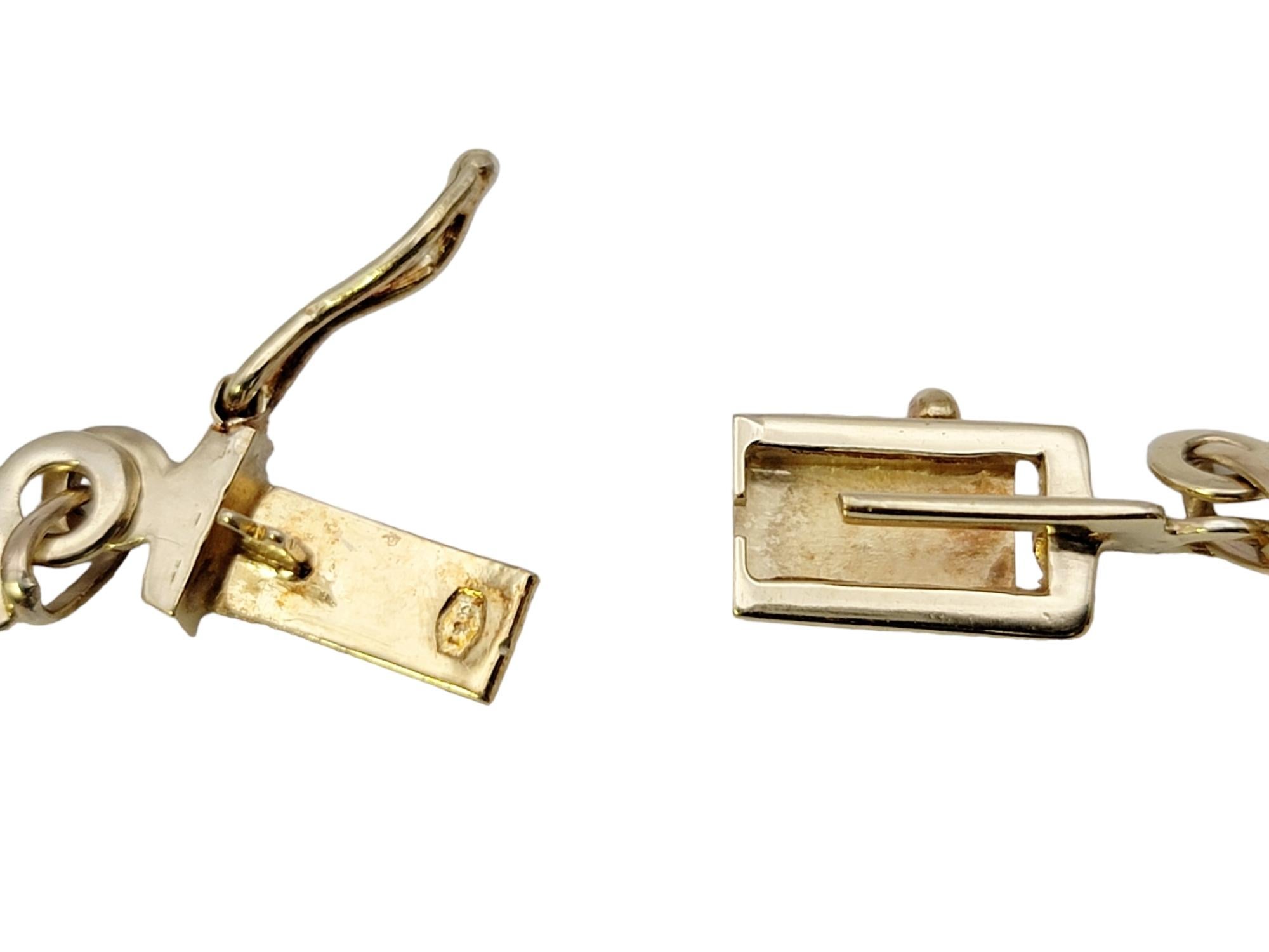 Collana a stazione con occhio di tigre cabochon triangolare con catena in oro 14 carati in vendita 4