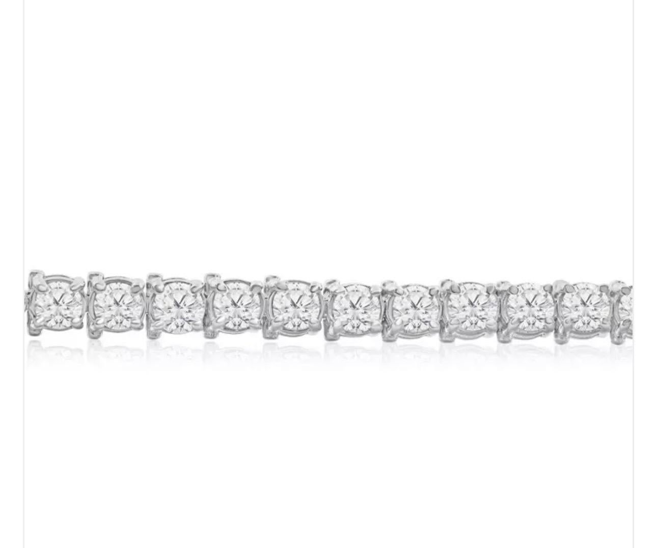 Bracelet tennis de 34 diamants ronds et 35 pointes chacun en or 14 carats 11,9 carats 7 
