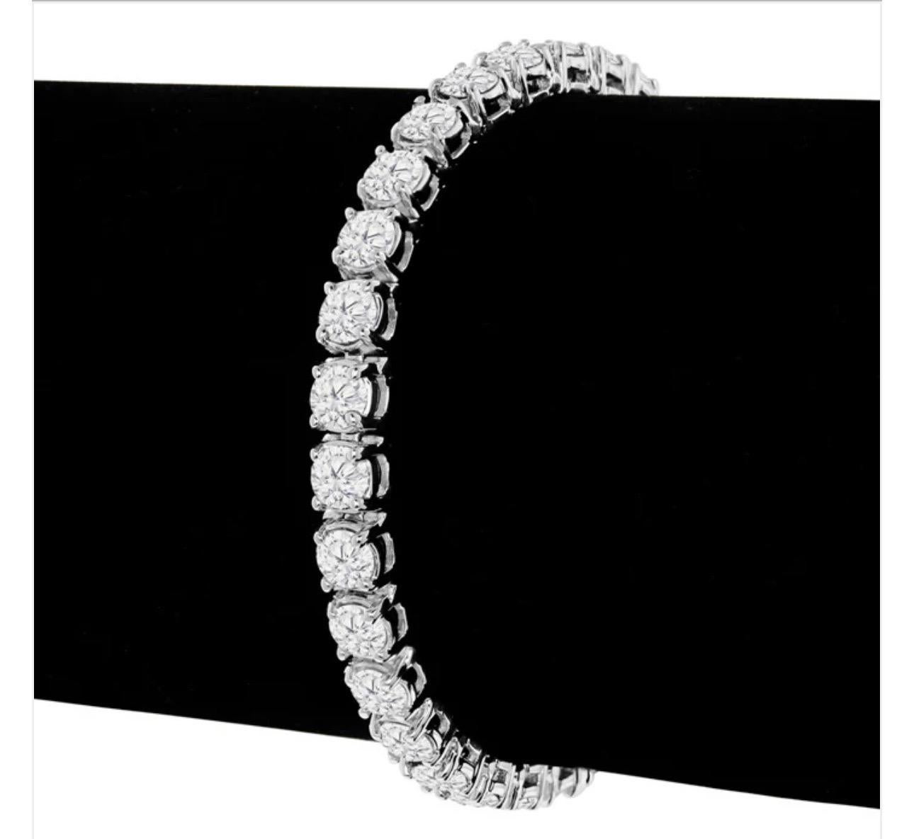 34 Round Diamond 35 Pointer Each Tennis Bracelet in 18 Karat Gold 11.9 Carat 7 