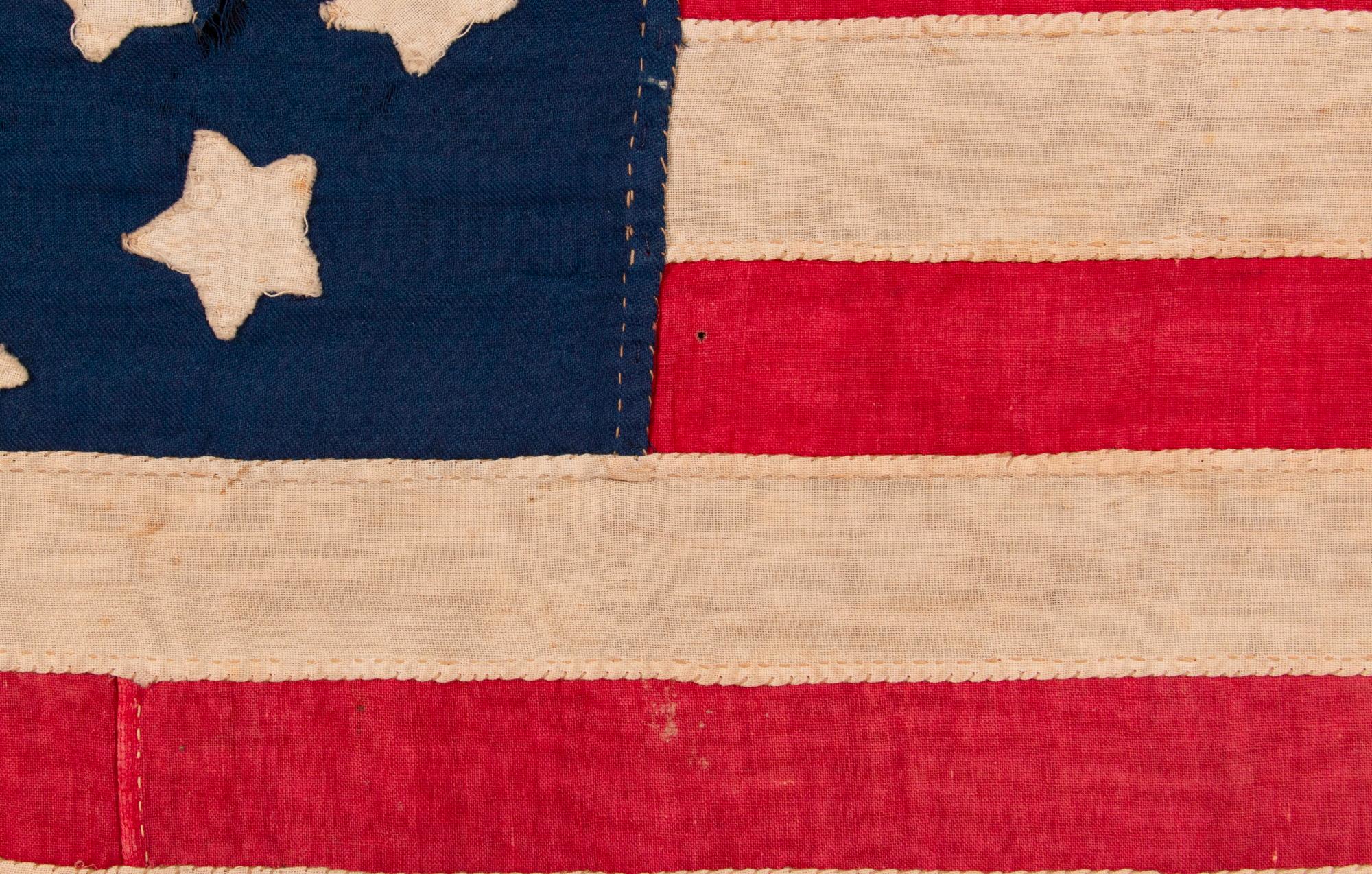 34 STAR AMERICAN FLAG, CIVIL WAR, 1861-63, KANSAS STATEHOOD, 2nd KY CAVALRY In Good Condition For Sale In York County, PA
