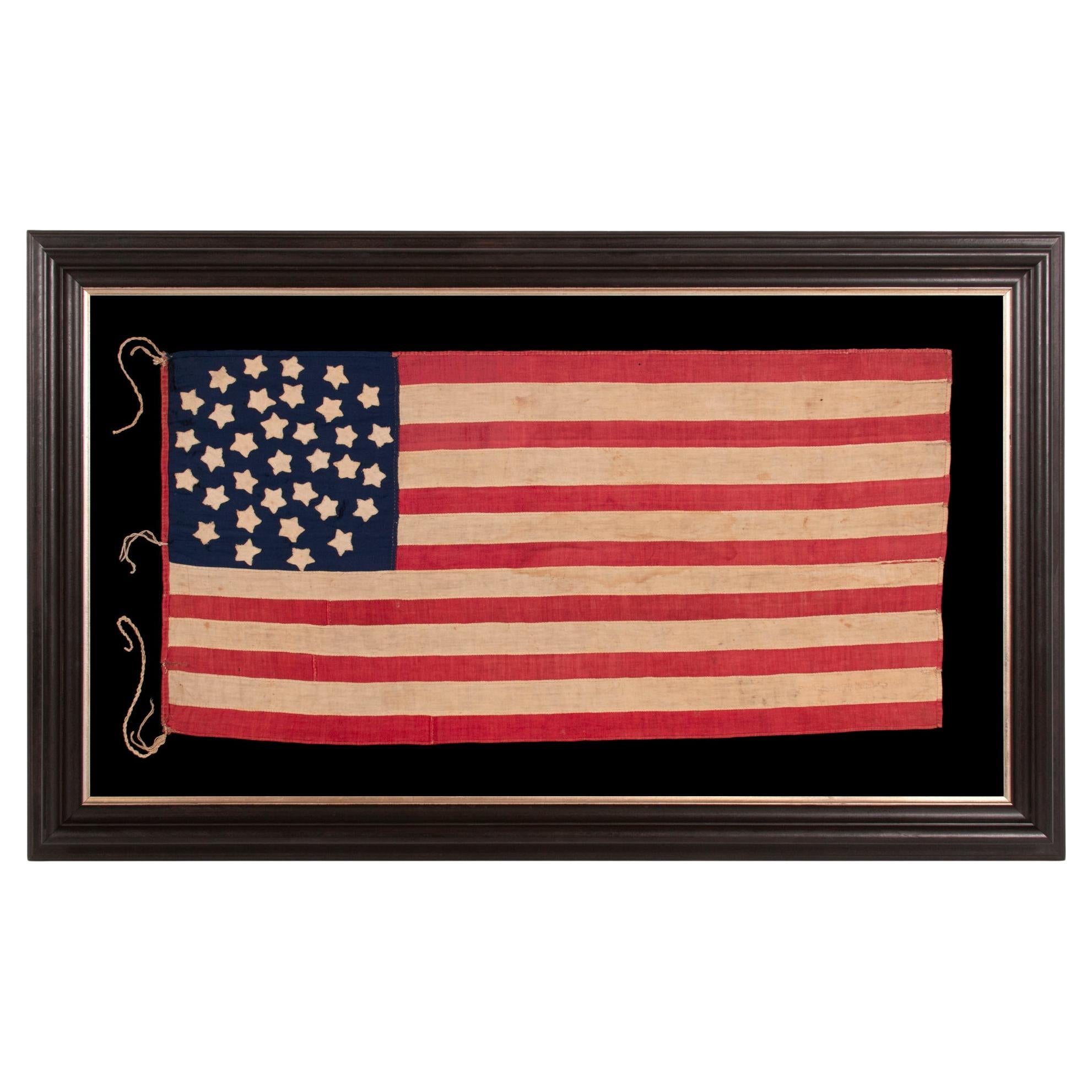34 STAR AMERICAN FLAG, CIVIL WAR, 1861-63, KANSAS STATEHOOD, 2nd KY CAVALRY