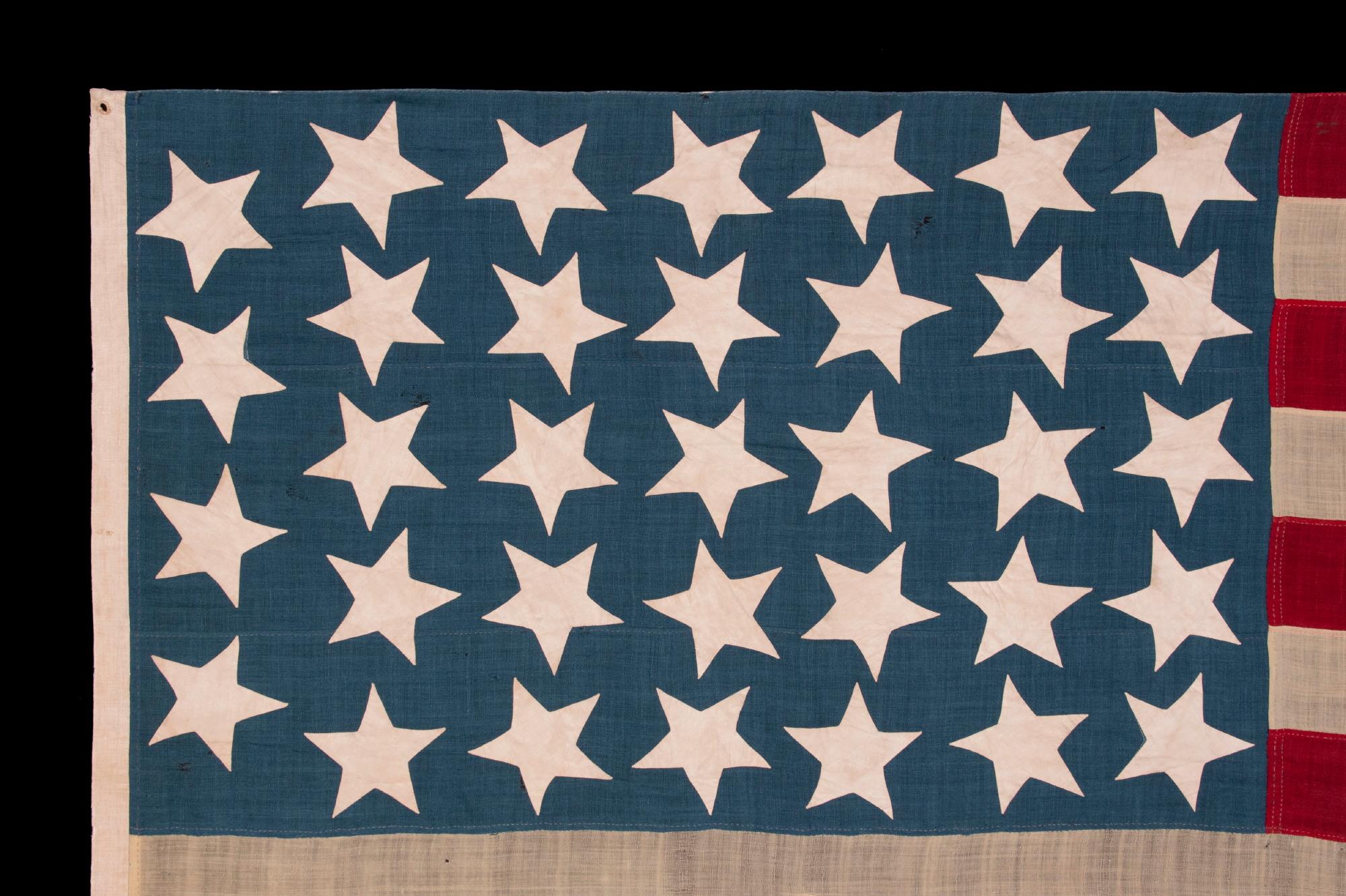 34 Star American Flag, Steel Blue Canton, Kansas Statehood In Good Condition In York County, PA