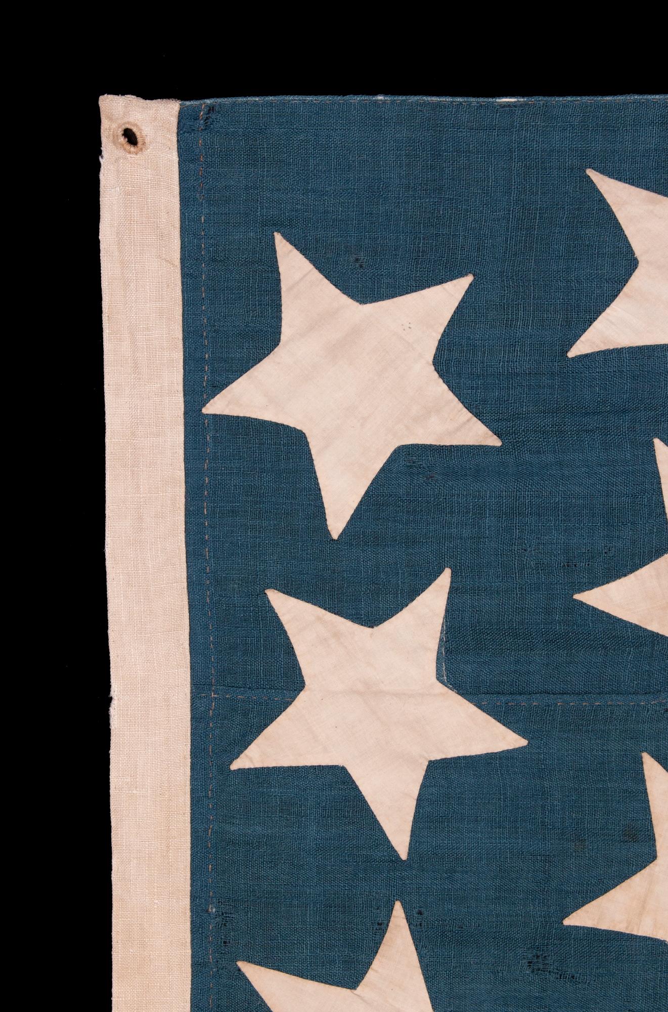 Wool 34 Star American Flag, Steel Blue Canton, Kansas Statehood