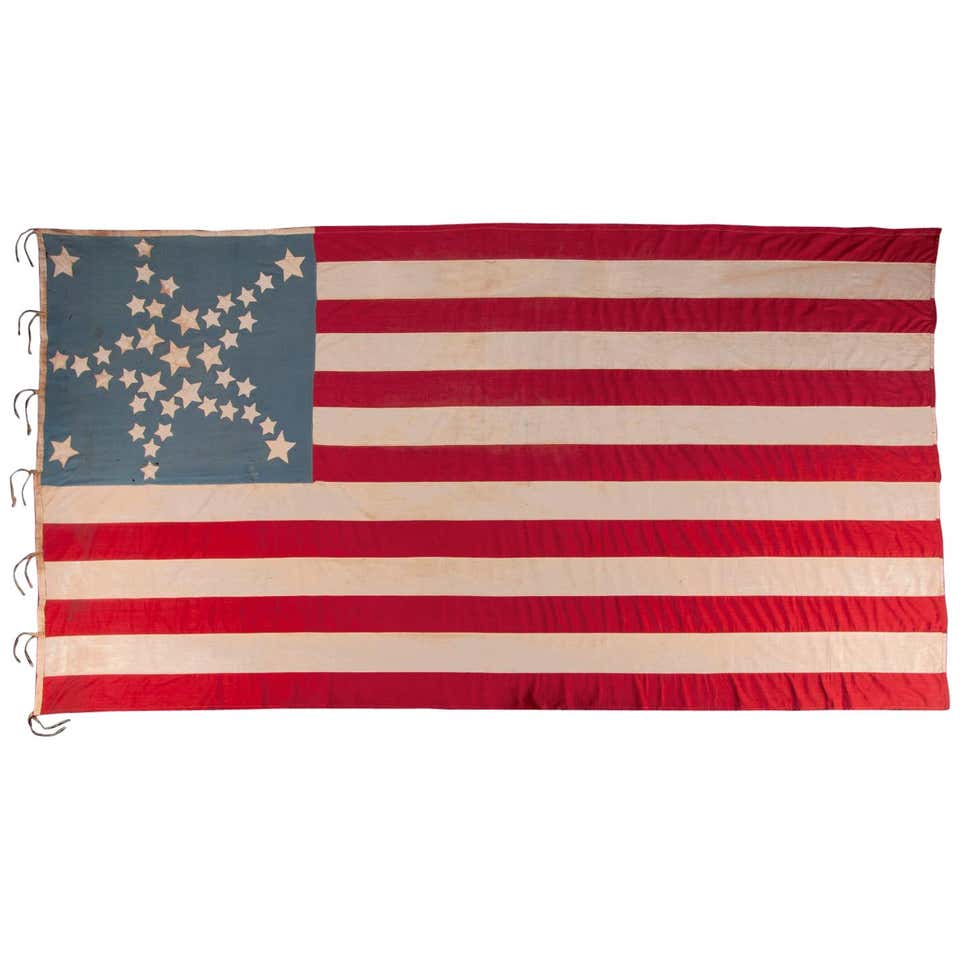 36 Stars 36 Star Antique Flag, Nevada Statehood, with Stars in the